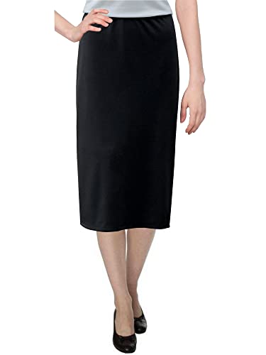 Baby'O Damen Basic Modest 66 cm unterhalb des Knies Stretch-Strick Gerader Rock - Schwarz - 38 von BABY O