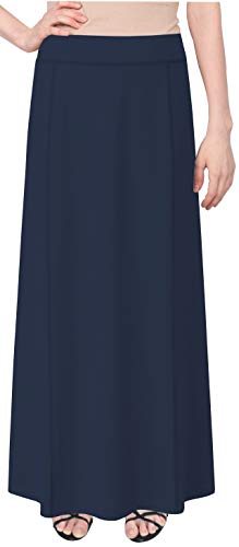 Baby'O Damen Basic Stretch Baumwolle Strick Panel Maxi A-Linie Rock, Solid Navy, Klein von BABY O