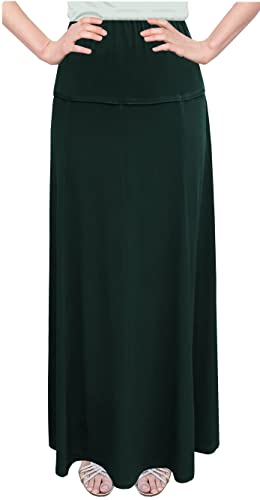 Baby'O Damen Stretch Knit Fit und Flare A-Linie 91,4 cm Maxi Länge Rock, Jäger, Klein von BABY O