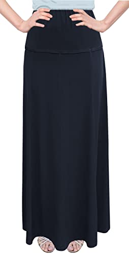 Baby'O Damen Stretch Knit Fit und Flare A-Linie 91,4 cm Maxi Länge Rock, Marineblau, Klein von BABY O