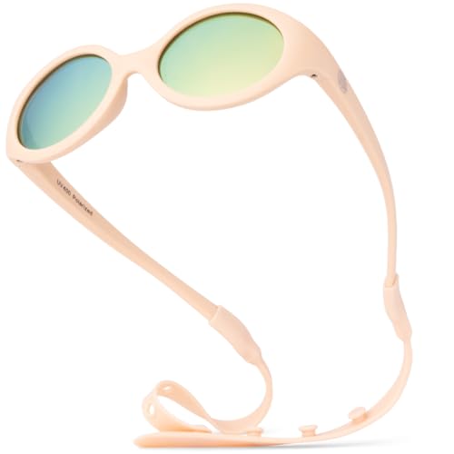 BABY SUNNIES Polarisiere Baby Sonnenbrille mit Band – Unzerbrechlich & Flexibel für Neugeborene & Kleinkinder 0–24 Monate – Ovales Design von BABY SUNNIES