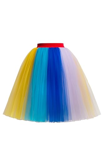 BABYONLINE D.R.E.S.S.® Neu Damen Kurz Retro Rock Hohe Taille Tutu Rock Tüllrock Petticoat Tutu Unterrock Tütü Crinoline Minirock Reifrock Unterrock Kleid Tüll Regenbogen kostüm Prinzessin Rock Damen von BABYONLINE D.R.E.S.S.