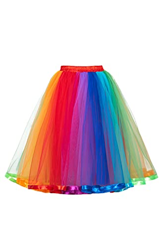 BABYONLINE D.R.E.S.S.® Neu Damen Kurz Retro Rock Hohe Taille Tutu Rock Tüllrock Petticoat 50er Tutu Unterrock Tütü Crinoline Minirock Reifrock Unterrock Kleid Tüll Underskirt für Damen Karnevalspartys von BABYONLINE D.R.E.S.S.