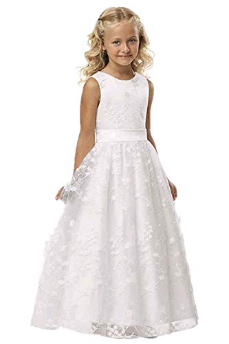 BABYONLINE D.R.E.S.S. Ärmellos Spitze Hochzeit Blumenmädchenkleider Kinderkleid Festlich Kommunionkleid - Passend für 2-18 jährige Kinder von BABYONLINE D.R.E.S.S.