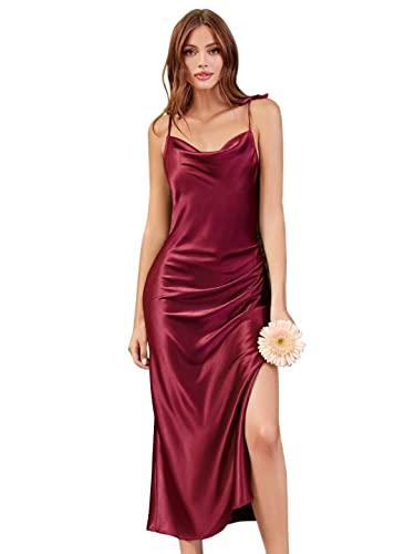 BABYONLINE D.R.E.S.S. Cocktailkleid für Damen, schick, kurze Spitze, florales Chiffon, Zeremonienkleid, Bordeaux-3024, 42 von BABYONLINE D.R.E.S.S.