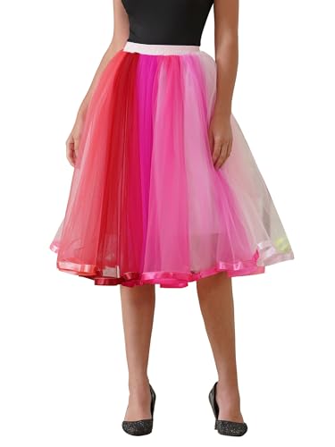 BABYONLINE D.R.E.S.S.® Neu Damen Kurz Retro Rock Hohe Taille Tutu Rock Tüllrock Petticoat 50er Tutu Unterrock Tütü Crinoline Minirock Reifrock Unterrock Kleid Tüll Underskirt von BABYONLINE D.R.E.S.S.
