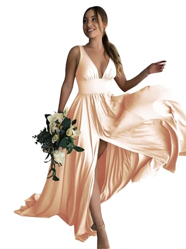 BABYONLINE D.R.E.S.S. Formelles Damenkleid, tiefer V-Ausschnitt, Seitenschlitz, ärmellos, bodenlang, Hochzeitsgästekleid, 3007, Champagner, X-Groß BABYONLINE D.R.E.S.S. Formelles Damenkleid, tiefer V-Ausschnitt, Seitenschlitz, ärmellos, bodenlang, Hochzeitsgästekleid, 3007, Champagner, X-Groß von BABYONLINE D.R.E.S.S.