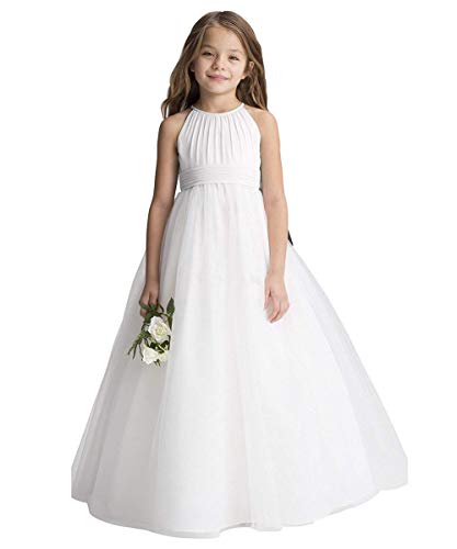 BABYONLINE D.R.E.S.S. Mädchen Blumenmädchenkleid Kommunionkleid Chiffon Maxikleid für Hochzeit, Süß Prinzessin Festlich Kleid Ärmellos, GR. 2-13 Jahre von BABYONLINE D.R.E.S.S.