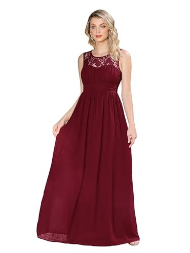 Babyonlinedress Abendkleid für Damen, Spitze, lang, Hochzeit, Brautjungfer, Plissee, ärmellos, aus Chiffon, Bordeauxrot, Größe 44, bordeaux, 42 Babyonlinedress Abendkleid für Damen, Spitze, lang, Hochzeit, Brautjungfer, Plissee, ärmellos, aus Chiffon, Bordeauxrot, Größe 44, bordeaux, 42 von BABYONLINE D.R.E.S.S.