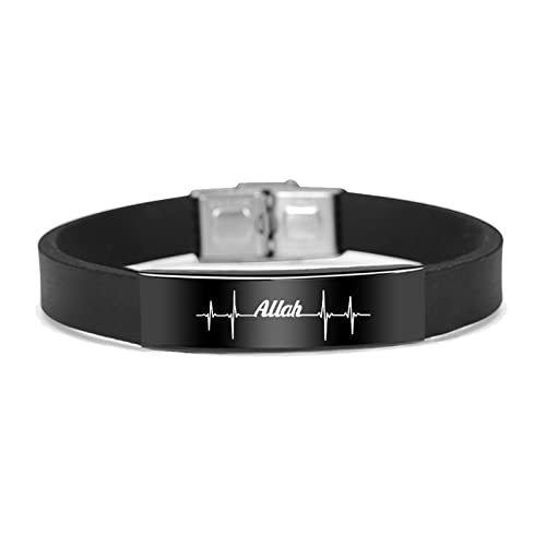 BABYVIVA Armbänder, Allah with Us Armband, Unisex, Edelstahl, verstellbar, Allah-Islam-Armband, Silikon-Armband für Damen und Herren, 23cm (adjustable size), Edelstahl-Kieselgel von BABYVIVA