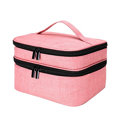 BABYVIVA Aufbewahrungstasche, Nagellack-Organizer-Tasche, Aufbewahrungstasche für NailTech, doppellagige Tragetasche mit Griff, hält 30 Flaschen Nagellack, rose, 10*25*22cm von BABYVIVA