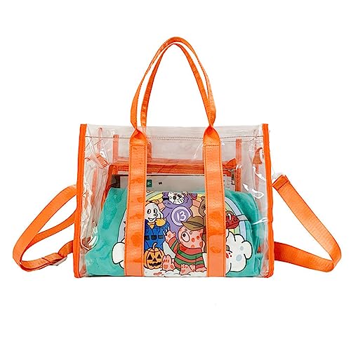 BABYVIVA Aufbewahrungstasche, modische Taschen, trendige Tasche, Schultertaschen für Mädchen, Frauen, Crossbody-Tasche, transparent, lässig, Reisetasche, PVC-Handtasche, Orange, 34*26*15cm von BABYVIVA