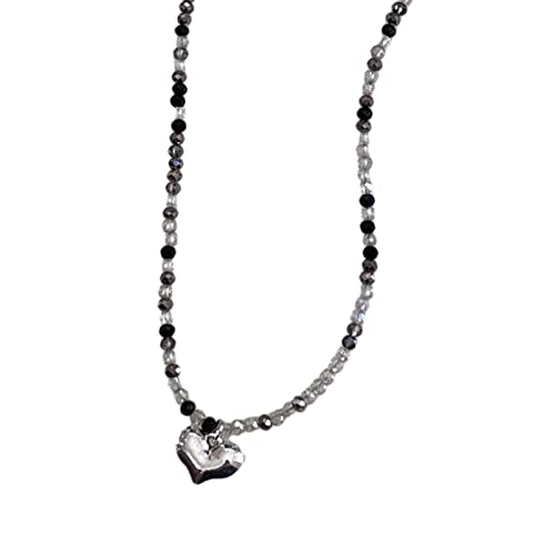 BABYVIVA Egirl Jewelry Halskette für Damen, coole bunte Perlen, Anhänger, Halskette, DIY, modisch, Herzanhänger, Choker, Y2K-Halskette für Frauen, Punk-Accessoire, 40 cm, Harz von BABYVIVA