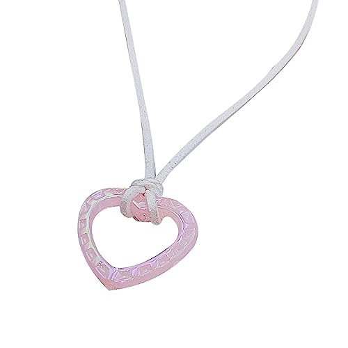 BABYVIVA Halsketten für Damen, Acryl, hohl, Herz-Anhänger, Halskette, elegantes Halsband, bunt, Schlüsselbeinkette, Modeschmuck, Geschenk für Frauen, 28x21mm, Acryl von BABYVIVA