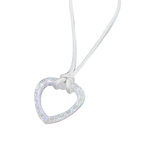 BABYVIVA Halsketten für Damen, Acryl, hohl, Herz-Anhänger, Halskette, elegantes Halsband, bunt, Schlüsselbeinkette, Modeschmuck, Geschenk für Frauen, 28x21mm, Acryl von BABYVIVA