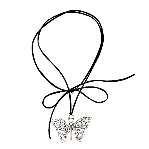 BABYVIVA Halsketten für Damen, Schmetterlings-Anhänger, Y2K, Halsband, Halskette, Schlüsselbeinkette, Sommer-Nackenband, Party-Schmuck für Frauen und Mädchen, 47x62mm, Metall von BABYVIVA