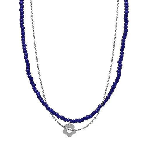 BABYVIVA Halsketten für Damen, blaue Perlen-Blumen-Halskette, einzigartiges Blumendesign, Anhänger-Halskette, jugendlicher Halsschmuck, Legierungsmaterial für Frauen und Mädchen, As shown in the von BABYVIVA