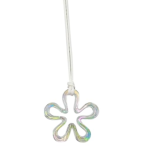 BABYVIVA Halsketten für Damen, bunte Halskette mit fünf Blütenblättern, hohle Blüten, exquisite Schlüsselbeinkette, schicke Blumen-Halskette, 35+5cm pendant 4.4cm thick 0.6cm, Acryl + Wachsseil von BABYVIVA