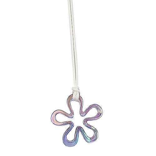 BABYVIVA Halsketten für Damen, bunte Halskette mit fünf Blütenblättern, hohle Blüten, exquisite Schlüsselbeinkette, schicke Blumen-Halskette, 35+5cm pendant 4.4cm thick 0.6cm, Acryl + Wachsseil von BABYVIVA