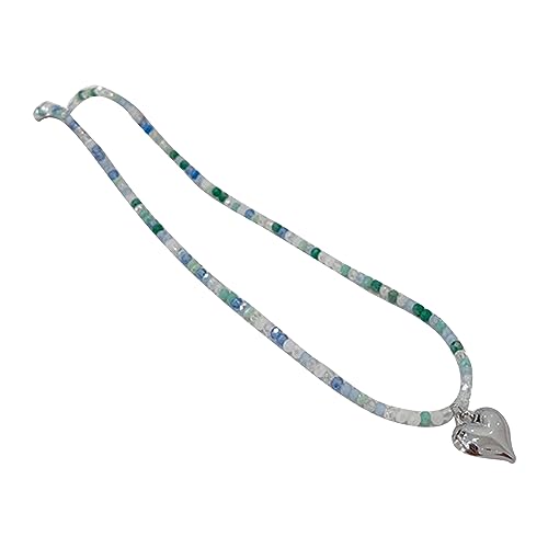 BABYVIVA Halsketten für Damen, bunte Kristall-Halskette mit Herz-Anhänger, einzigartiges Design, modische und charmante böhmische Perlen-Choker-Halsketten, As shown in the figure, Künstlicher Kristall von BABYVIVA