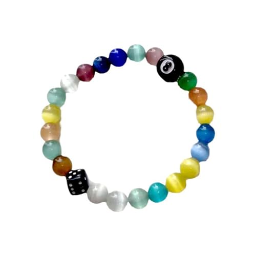 BABYVIVA Halsketten für Damen, buntes Katzenaugen-Stein-Armband, Paar-Armreifen, Punk, Yin-Yang-Glasur, Perlen, Choker-Halskette für Damen und Herren, Schmuckgeschenk, 15 cm, Katzenaugenglas von BABYVIVA