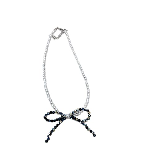 BABYVIVA Halsketten für Damen, elegante Kristall-Schleifenanhänger, Halskette, elegante Perlen-Halskette, zierlicher Halsschmuck für den täglichen Gebrauch, Verabredungen, Partys, Chain length approx. von BABYVIVA