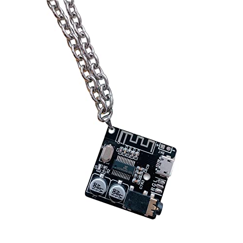 BABYVIVA Halsketten für Damen, elektronischer Chip-Anhänger, Halskette, übertriebener Hip-Hop, Cyberpunk-Halskette, Pullover-Kette, Statement-Schmuck für Damen und Herren, Titanstahl von BABYVIVA