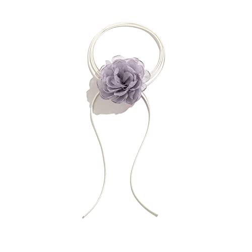 BABYVIVA Halsketten für Damen, modischer Trend, Nischen-Netz, Blume, Rose, Schlüsselbeinkette, Temperament, einfach, kalter Wind, verstellbar, weißes Wachsseil-Halskette, Length 178cm, Wachsfaden + von BABYVIVA