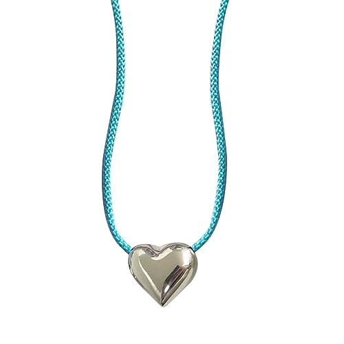 BABYVIVA Halsketten für Damen, süßer Herz-Anhänger, buntes Seilhalsband, Halsketten, Schlüsselbeinkette, verstellbar, Statement-Schmuck, 11x12mm, Metall von BABYVIVA