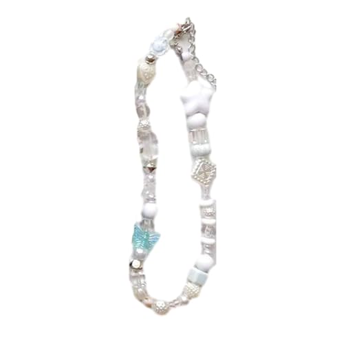 BABYVIVA Halsketten für Damen, trendige Perlen-Halskette, niedliche Y2K-Kette, Acrylmaterial, bunte Perlen-Halskette, geeignet für modische Outfits, 40 cm, Acryl von BABYVIVA
