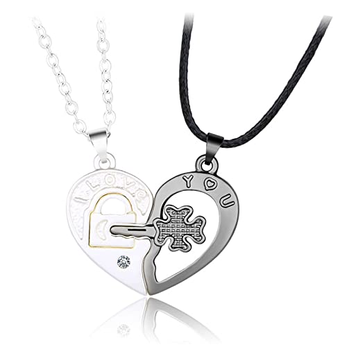 BABYVIVA Halsketten für Frauen, 2 x personalisierbar, für Schlüssel, Herz-Puzzle-Halsketten-Set, ineinandergreifendes Herz für Schlüsselanhänger, Halskette für Frauen, Paare, Schmuck, As shown in the von BABYVIVA