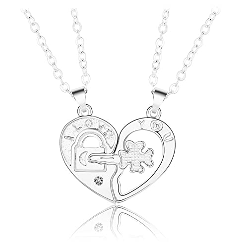 BABYVIVA Halsketten für Frauen, 2 x personalisierbar, für Schlüssel, Herz-Puzzle-Halsketten-Set, ineinandergreifendes Herz für Schlüsselanhänger, Halskette für Frauen, Paare, Schmuck, As shown in the von BABYVIVA