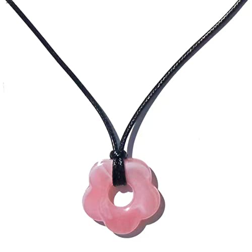 BABYVIVA Halsketten für Frauen, 2023 Trend Acryl Blume Anhänger Halskette für Mädchen Frauen Lange Wachslinie Halskette Koreanischer Modeschmuck Choker, 2.7 cm, Acryl von BABYVIVA