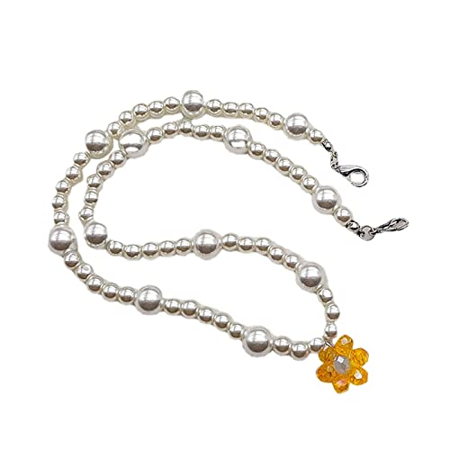 BABYVIVA Halsketten für Frauen, Barockperlen, farbige Blumen-Choker-Halskette, verstellbare Schlüsselbeinkette für Frauen und Mädchen, handgefertigter Boho-Schmuck, As shown in the figure, von BABYVIVA