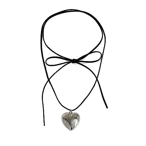 BABYVIVA Halsketten für Frauen, Gothic-Herz-Charm-Halskette, Anhänger, Halskette für Frauen und Mädchen, verstellbares Seilhalsband, modischer Halsschmuck, Geschenk, As shown in the figure, Flanell von BABYVIVA