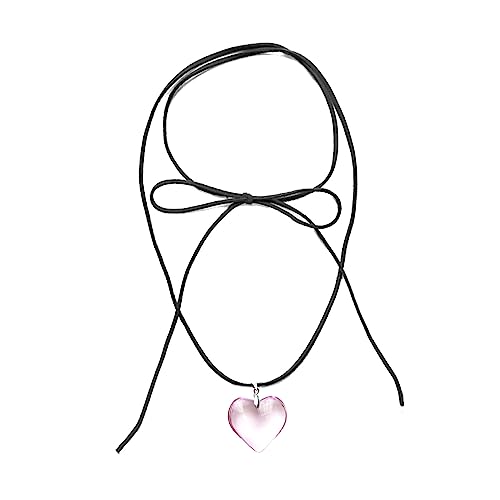 BABYVIVA Halsketten für Frauen, Gothic-Herz-Halskette, Anhänger, Charm-Halskette für Frauen und Mädchen, verstellbares Seilhalsband, modisches Schmuckgeschenk, 43 cm, Glas/Glas von BABYVIVA