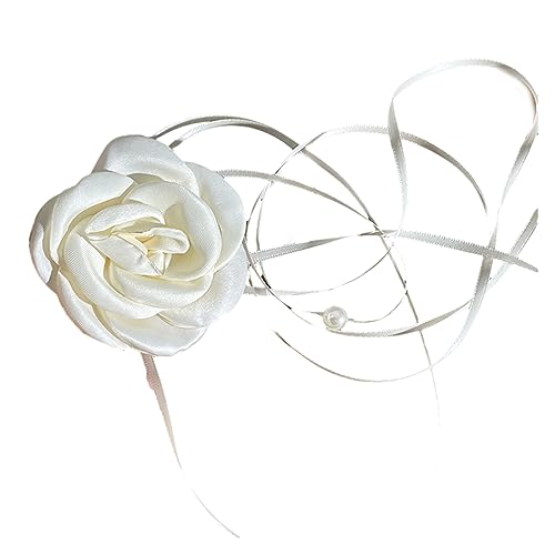 BABYVIVA Halsketten für Frauen, Gothic-Rosen-Halskette, modischer Blumenanhänger, Choker-Halskette für Damen, Y2K-Schmuckzubehör, Geschenk, 185cm, Stoff von BABYVIVA