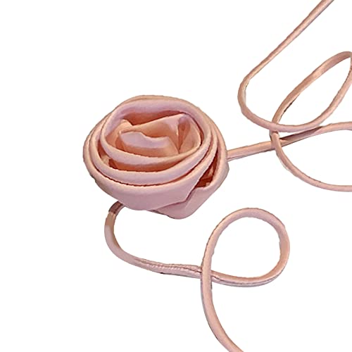 BABYVIVA Halsketten für Frauen, Gothic-Stoff-Anhänger, große Rose, handgefertigt, Halskette für Frauen, elegantes Gewebe, geknotete Schleife, verstellbare Kette, Schmuck, Flowers 5cm, Stoff von BABYVIVA