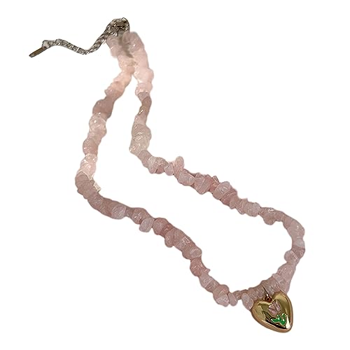 BABYVIVA Halsketten für Frauen, Herz-Anhänger, Choker-Halskette, koreanischer Stil, Kristallblume, Schlüsselbeinkette, 2023, süße, coole Perlenketten, Schmuck, 43+7cm, Künstlicher Kristall von BABYVIVA