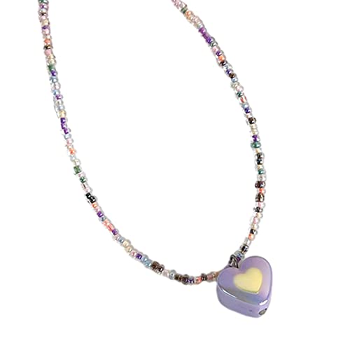 BABYVIVA Halsketten für Frauen, Herz-Perlen-Halskette, Herz-Choker-Anhänger, Halskette, Rocailles, Choker, Acrylmaterial, perfektes Geschenk für Mädchen und Kinder, Perlenkette von BABYVIVA