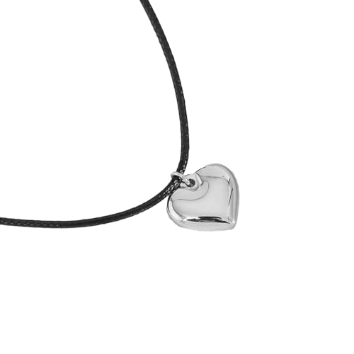BABYVIVA Halsketten für Frauen, Herzanhänger, Halskette, Legierung, Material, verstellbare Seil-Halskette, Halsschmuck, Geschenk für Modeliebhaber, 1.5 * 0.9 cm, Seil aus Metalllegierung von BABYVIVA