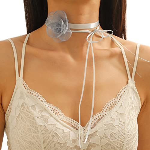 BABYVIVA Halsketten für Frauen, Kamelien-Kragen, Halskette, Temperament, langer Riemen, Halskette, Vintage-Stil, Schleifenknoten, Choker, Schmuck, Schlüsselbein-Kette, Chain length about 130cm, von BABYVIVA