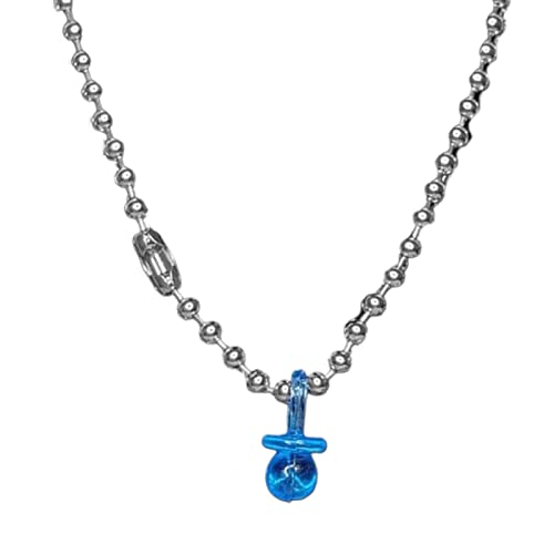 BABYVIVA Halsketten für Frauen, Kawaii-Schnuller-Anhänger für Frauen, Y2K-Schmuck, klobige Perlenkette, lustige Schlüsselbeinkette, süßes, cooles Choker-Geschenk, 47.7 cm, Harz und Legierung von BABYVIVA