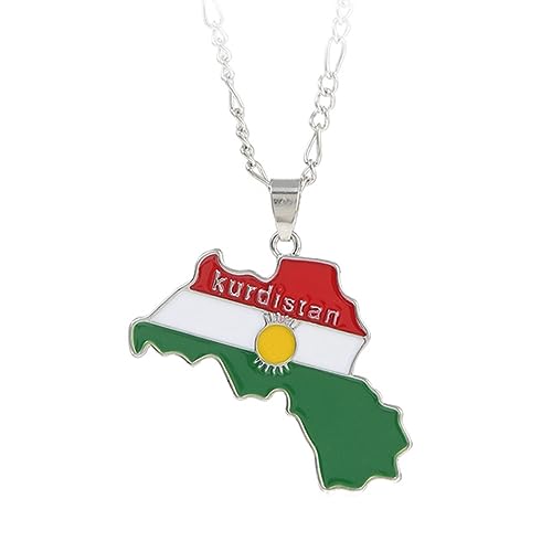 BABYVIVA Halsketten für Frauen, Kurdistan-Karte, Flagge, Anhänger, Halskette für Damen und Herren, Charm, modisch, Landgebiet, Schlüsselanhänger, ethnische Schlüsselbeinkette, Schmuck, As shown in the von BABYVIVA