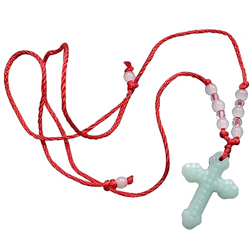 BABYVIVA Halsketten für Frauen, Naturstein-Kreuz-Halskette, modisch, einfacher Kreuz-Anhänger, Halskette, Seilkette, Perlen-Neclace-Schmuck, Geschenk für Damen und Herren, As shown in the figure, von BABYVIVA