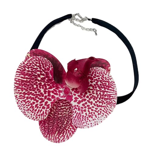 BABYVIVA Halsketten für Frauen, Phalaenopsis-Blüte, Simulationsblumen-Halskette, für Damen und Mädchen, Schlüsselbeinkette, auffälliges Choker-Accessoire, As shown in the figure, Stoff von BABYVIVA