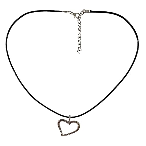 BABYVIVA Halsketten für Frauen, Punk, hohler Herz-Anhänger, Halskette, süß, cool, elegant, verstellbar, Choker-Halskette, Schmuck, schwarzes Seil-Halsband, 45+5cm pendant 2.4*2.1cm, Metall von BABYVIVA