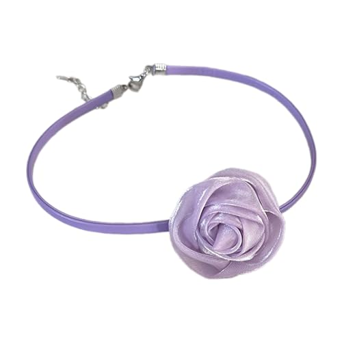 BABYVIVA Halsketten für Frauen, Rosen-Blumen-Halsband, Halskette, Temperament-Halsband, verstellbare Träger, Halskette, Vintage-Kamelienblume, Schlüsselbeinkette, Schmuck, Chain length 39CM, Gaze und von BABYVIVA