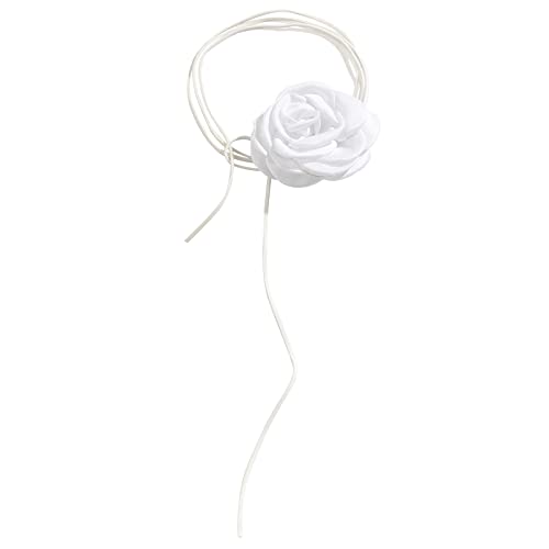 BABYVIVA Halsketten für Frauen, Rosenblüten-Kette, handgefertigt, Choker-Halskette, modisch, romantisch, Blumen-Choker, Damen, Mädchen, Y2K-Halsketten, As shown in the figure, Stoff von BABYVIVA