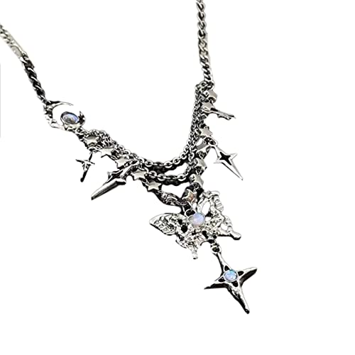 BABYVIVA Halsketten für Frauen, Schmetterlings-Anhänger, Choker, Stern-Anhänger, Halskette, Y2K-Schmuck, Legierung, perfektes Geschenk für Frauen, Mädchen, Freundinnen, 35+6cm, Metall von BABYVIVA